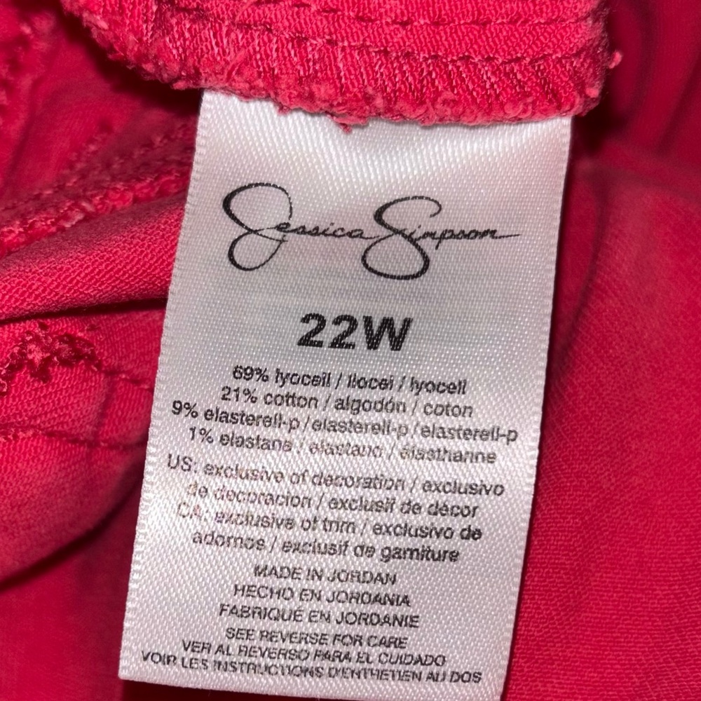 🐠 JESSICA SIMPSON Raspberry color Jeans size 22 - Picture 5 of 5